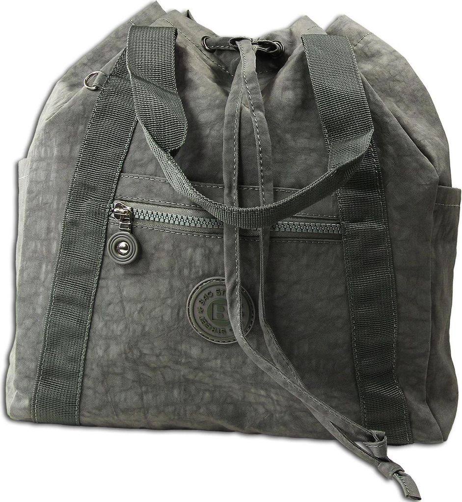 Bag Street Rucksack Crinkle Nylon grau trendiger Damen Handtasche ORJ202K