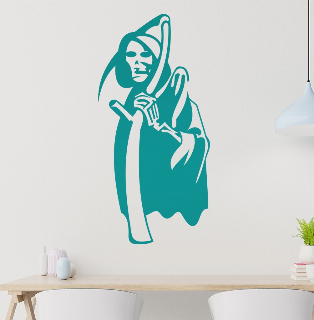 Sensenmann Wandtattoo in 6 Größen - Wandaufkleber Wall Sticker - Dekoration, Küche, Wohnzimmer, Schlafzimmer, Badezimmer