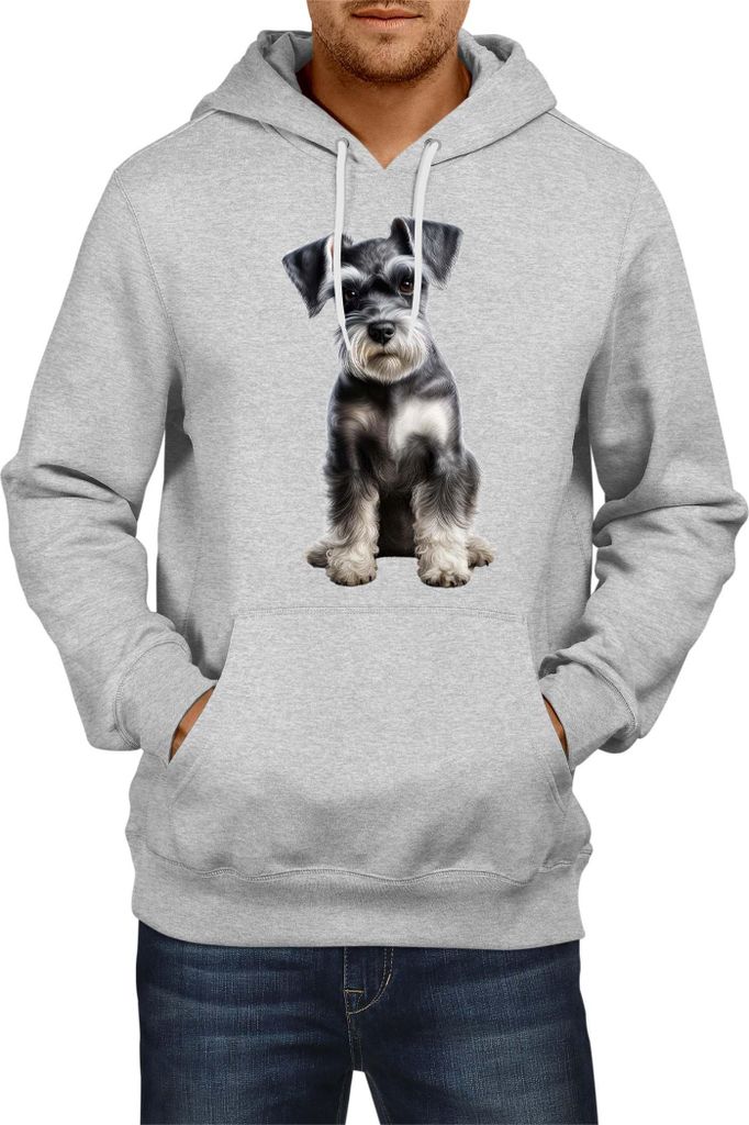 Herren Kapuzenpullover Dogs Breeds Miniature Schnazuer Dog Breed 006, Man 2XL / Grau