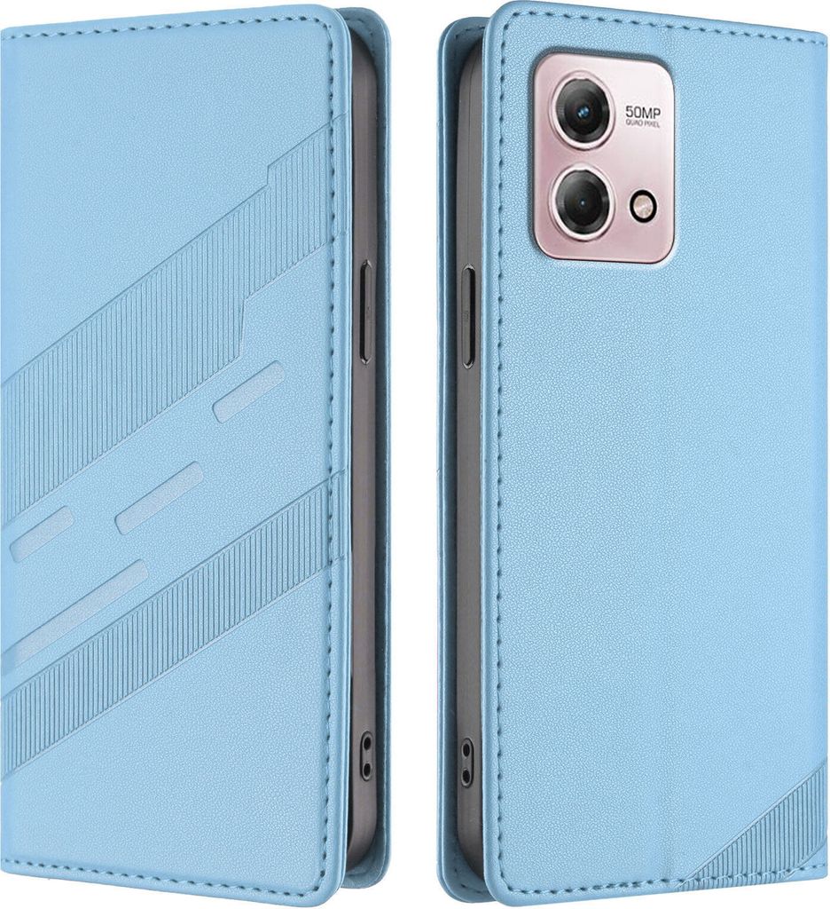 Hülle für Motorola Moto G Stylus 4G 2023, Kunstleder Brieftaschen Handyhülle mit Kartenfach und Standfunktion Hellblau