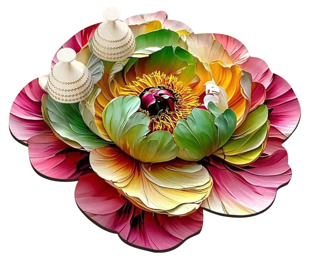 3D-Geschirrtrockenmatte, saugfähig, wiederverwendbar, waschbar, rutschfest, mit Blumenmuster, für die Küchenarbeitsplatte