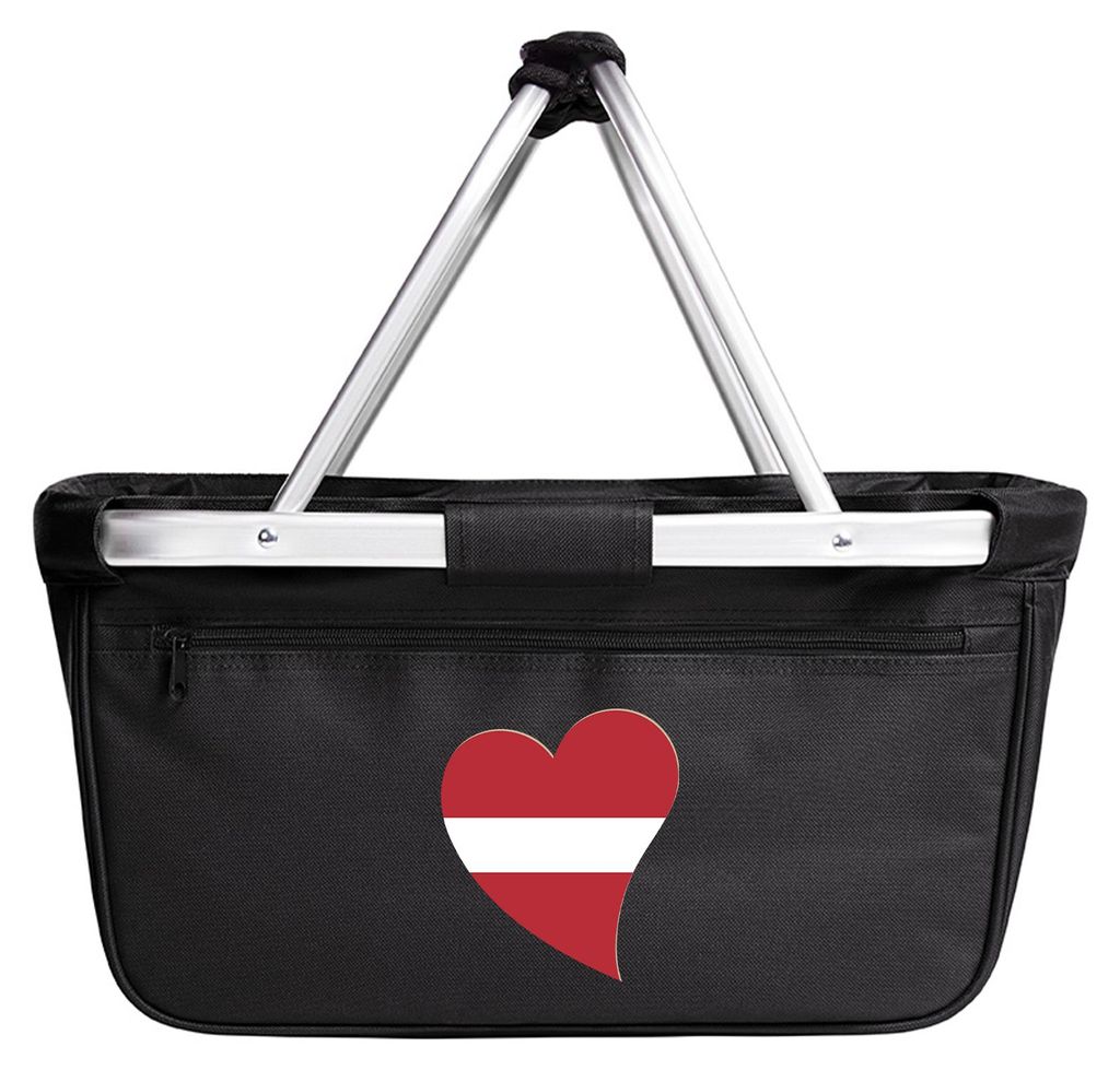 Huuraa Einkaufskorb Lettland Flagge Herz 20 Liter Black faltbarer Tragekorb Geschenkidee