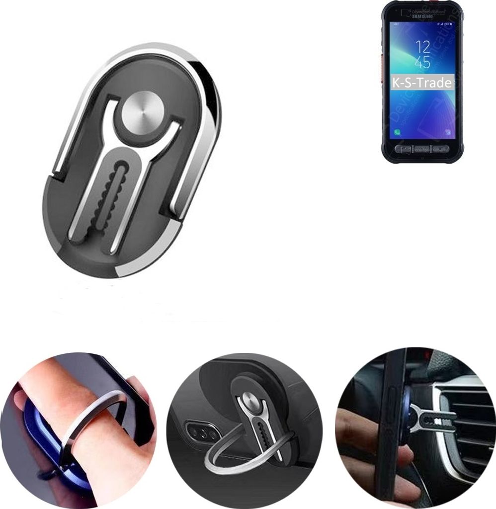 K-S-Trade 3in1 Smartphone-Ring Handy-Ring kompatibel mit Samsung Galaxy XCover FieldPro Fingerhalterung Handyring Tischständer
