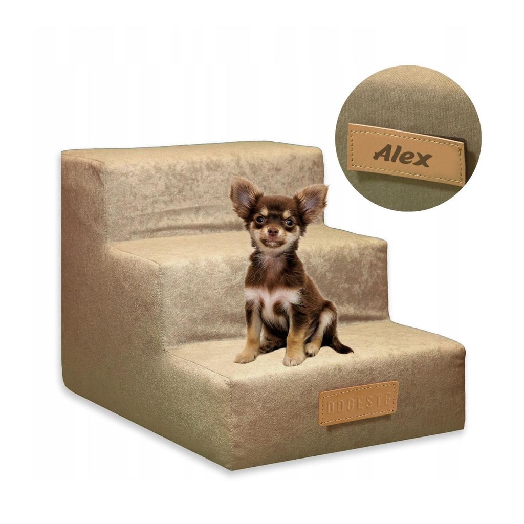 Hundetreppe 3 Stufen personalisiert mit Namen, Haustiertreppe für Hunde und Katzen, Einstiegshilfe für ältere und kranke Tiere, Hunderampe