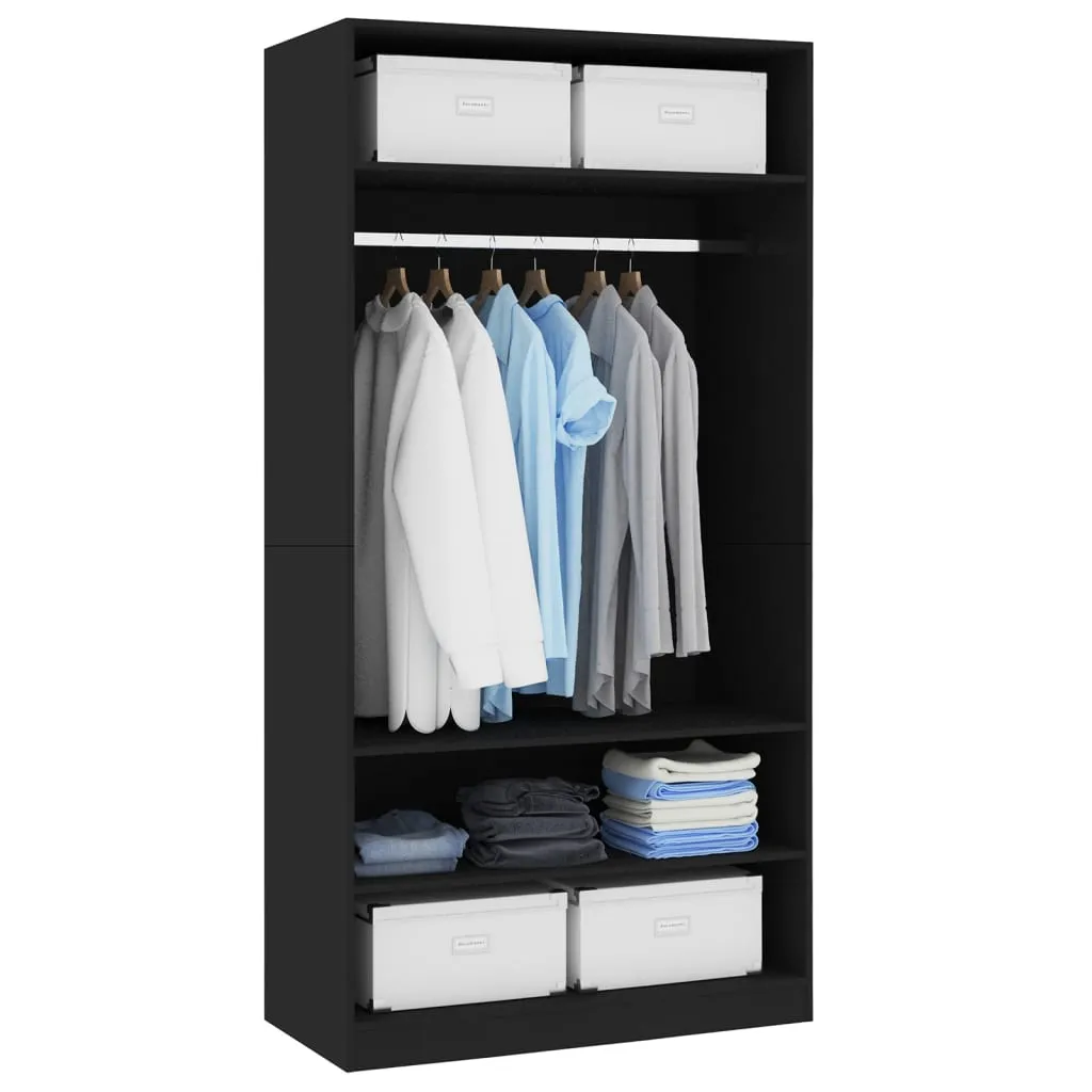Armoire Noire 100x200 cm - Solution Gain de Place en Bois Composite