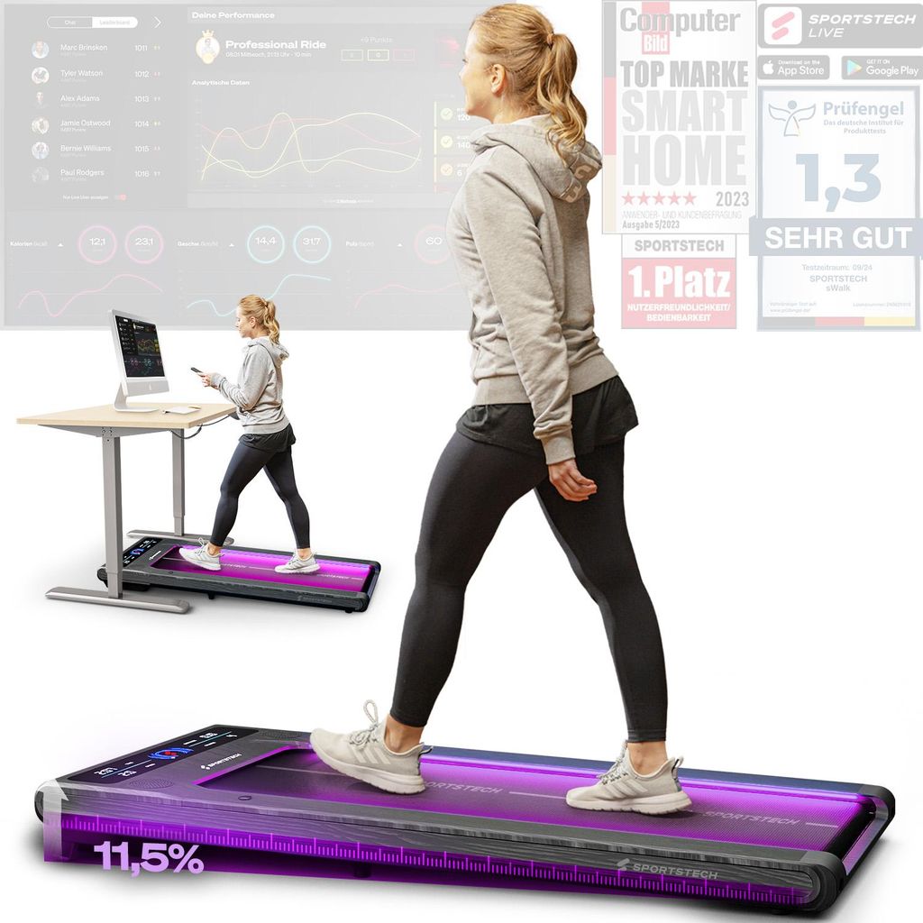 Sportstech Laufband sWalk | LED-Feedback | 1-8 km/h Produktbild 