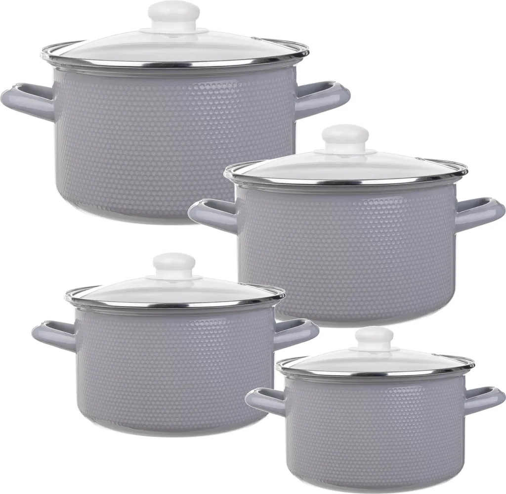 Set 4 Pentole Smaltate KADAX Vintage Style | Coperchi in Vetro - 6