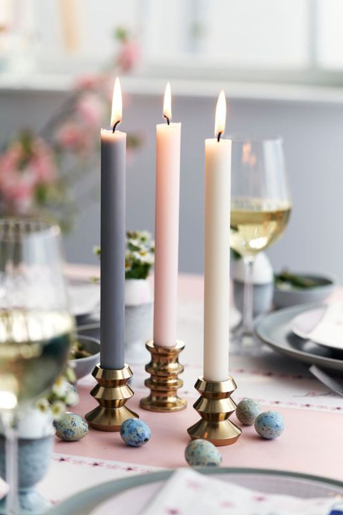 12x Kronenkerzen 100% Stearin, 9h 250 x 22 mm mellow rose | Packung (4 Stück)