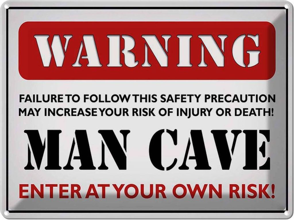vianmo Blechschild 30x40 cm Warning man cave enter at your