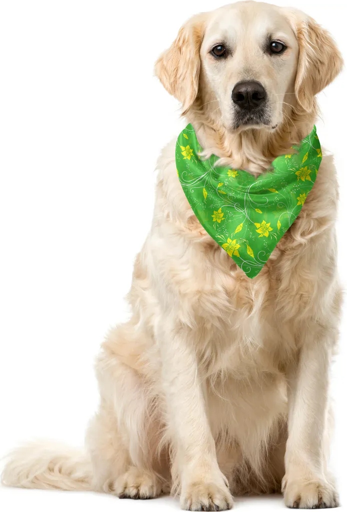 Bandana Cani ABAKUHAUS Motivo Floreale 55x55 cm - Giallo e Verde