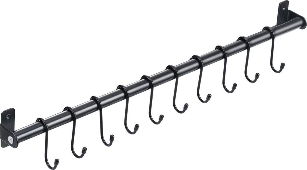 Küchenhalter, Küchen Hängeleiste, Pfannenhalter, Aufhängesystem 570mm, Relingsystem mit Hakenleiste