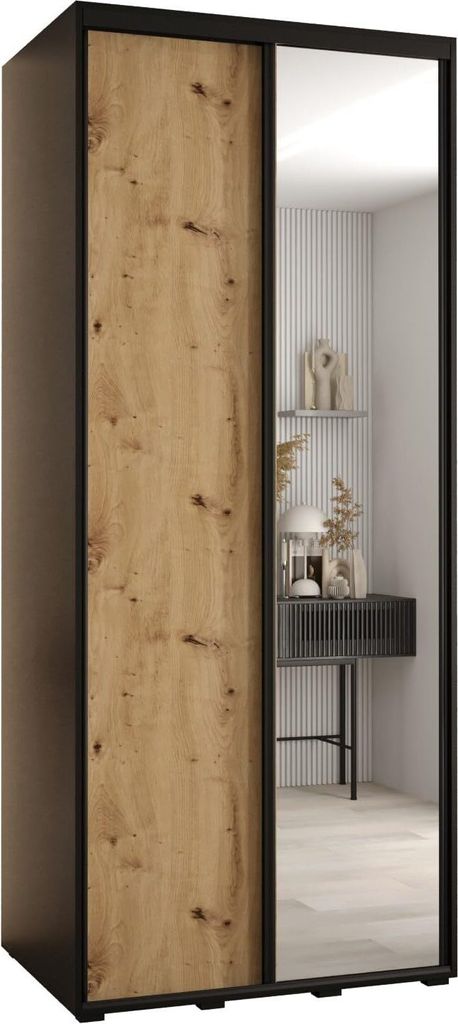 MEBLE KRYSPOL Davos 3 Schrank, zwei Türen - 235,2x100x60 cm - Schwarz Artisan Schwarz
