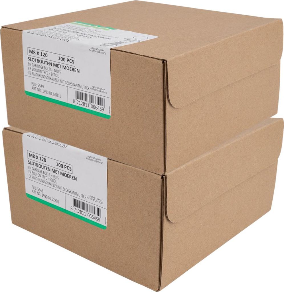Schlossschrauben Verzinkt M8 x 120 mm - Überkarton 200 Stück | Wovar