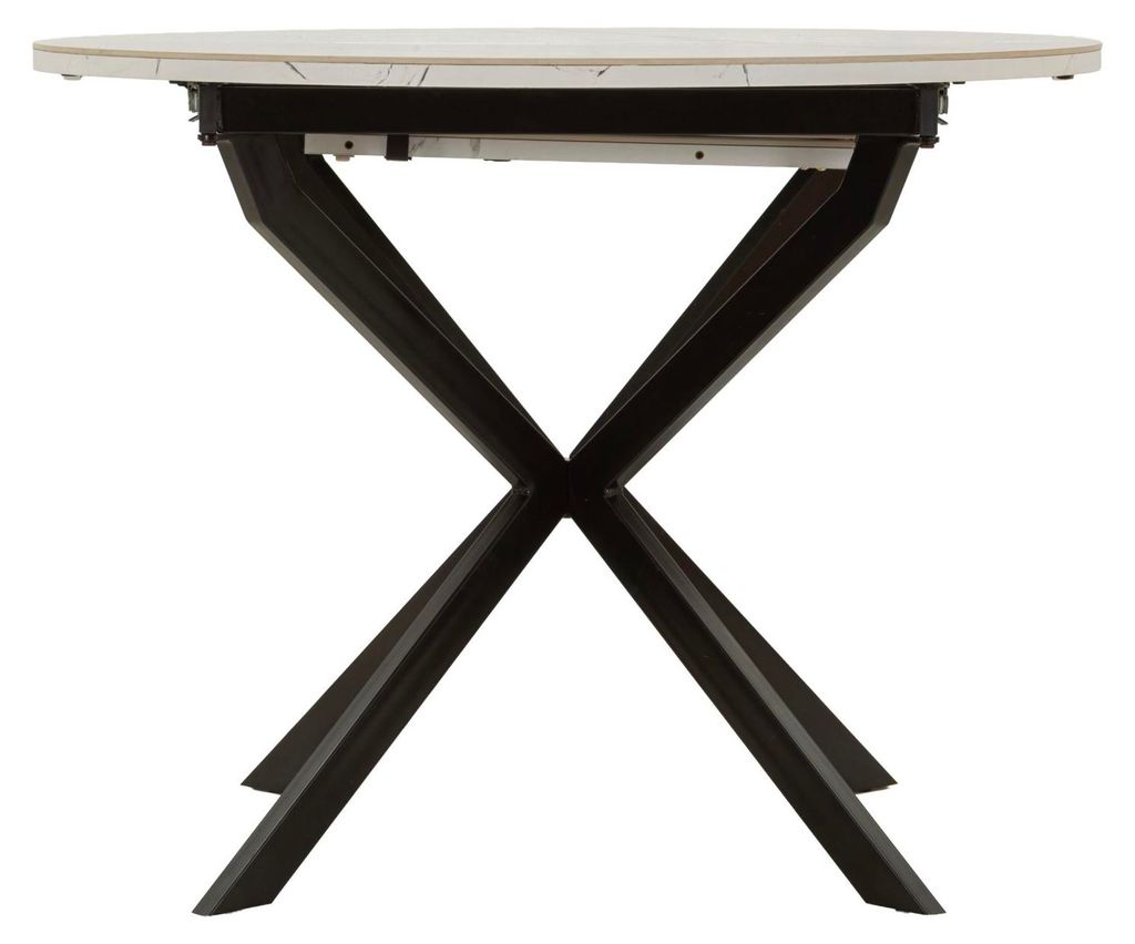 Martin Moderner runder ausziehbarer Esstisch Ø 100-140 x 78 cm - Tischplatte in Marmoroptik und Metallgestell