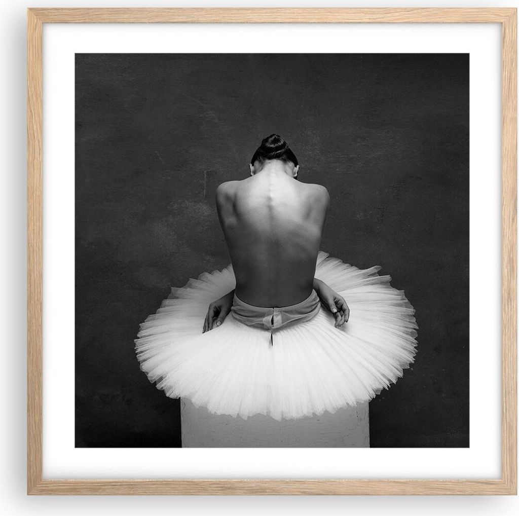 Gerahmtes Poster - Rahmen in heller Eiche - Ballerina Rücken Stück - 50x50 cm - Wand Bild - Wanddeko - Wandbilder - Kunstposter - Wandposter - Bi...