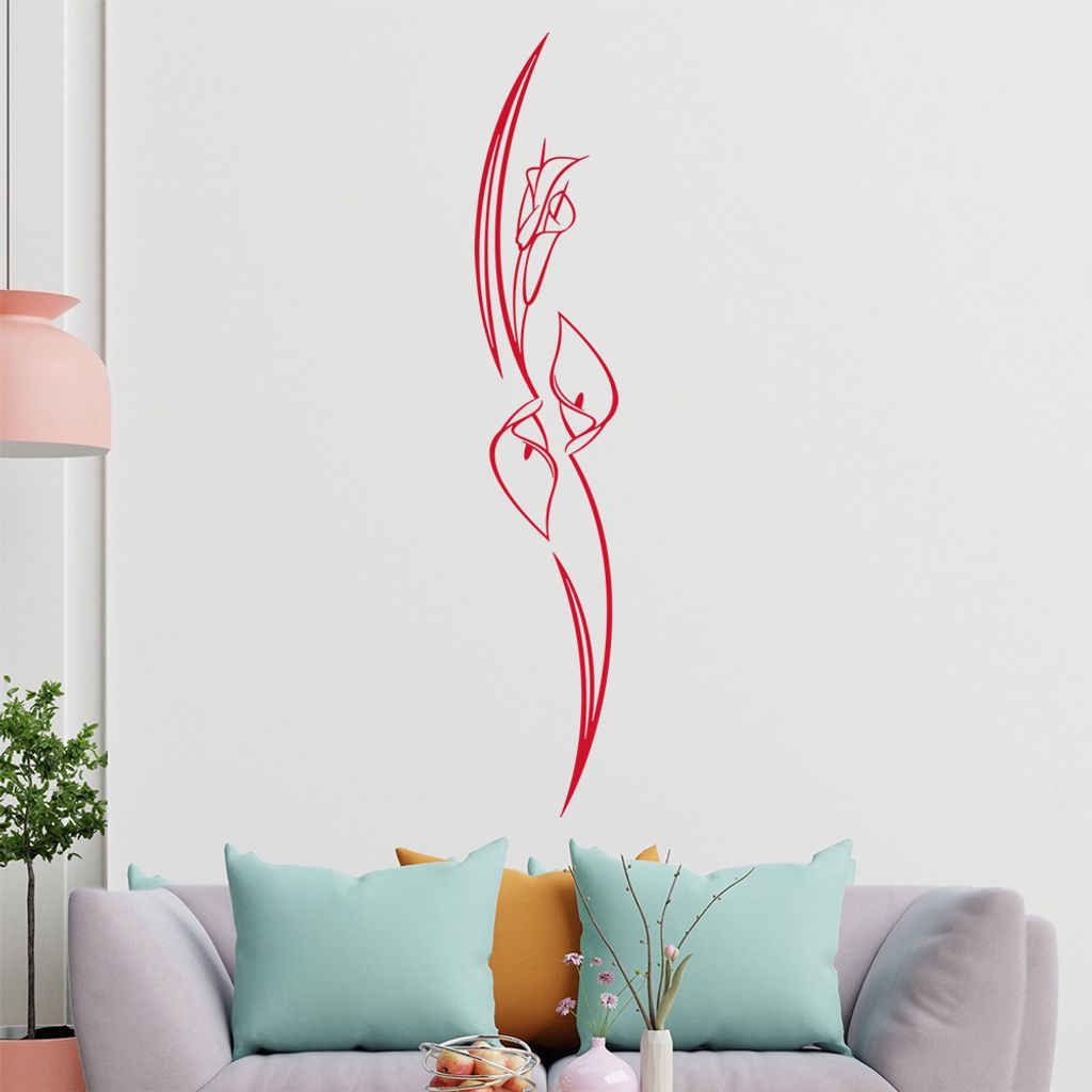 Lilien - Linien Wandtattoo in 6 Größen - Wandaufkleber Wall Sticker - Dekoration, Küche, Wohnzimmer, Schlafzimmer, Badezimmer