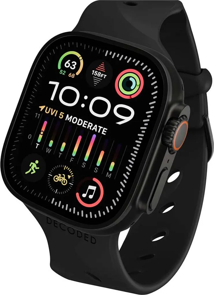 Bracelet de montre en silicone pour Apple Watch 38-42mm Decoded Noir