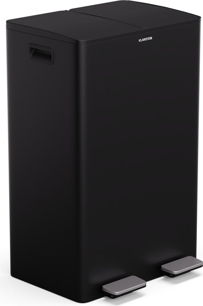 Klarstein EcoVista Mülleimer - 60L Abfalleimer mit 2 Fächern & 3L Kompostbehälter, Soft-Close, Edelstahl, Küchen-Abfalleimer, Mülltrennsystem