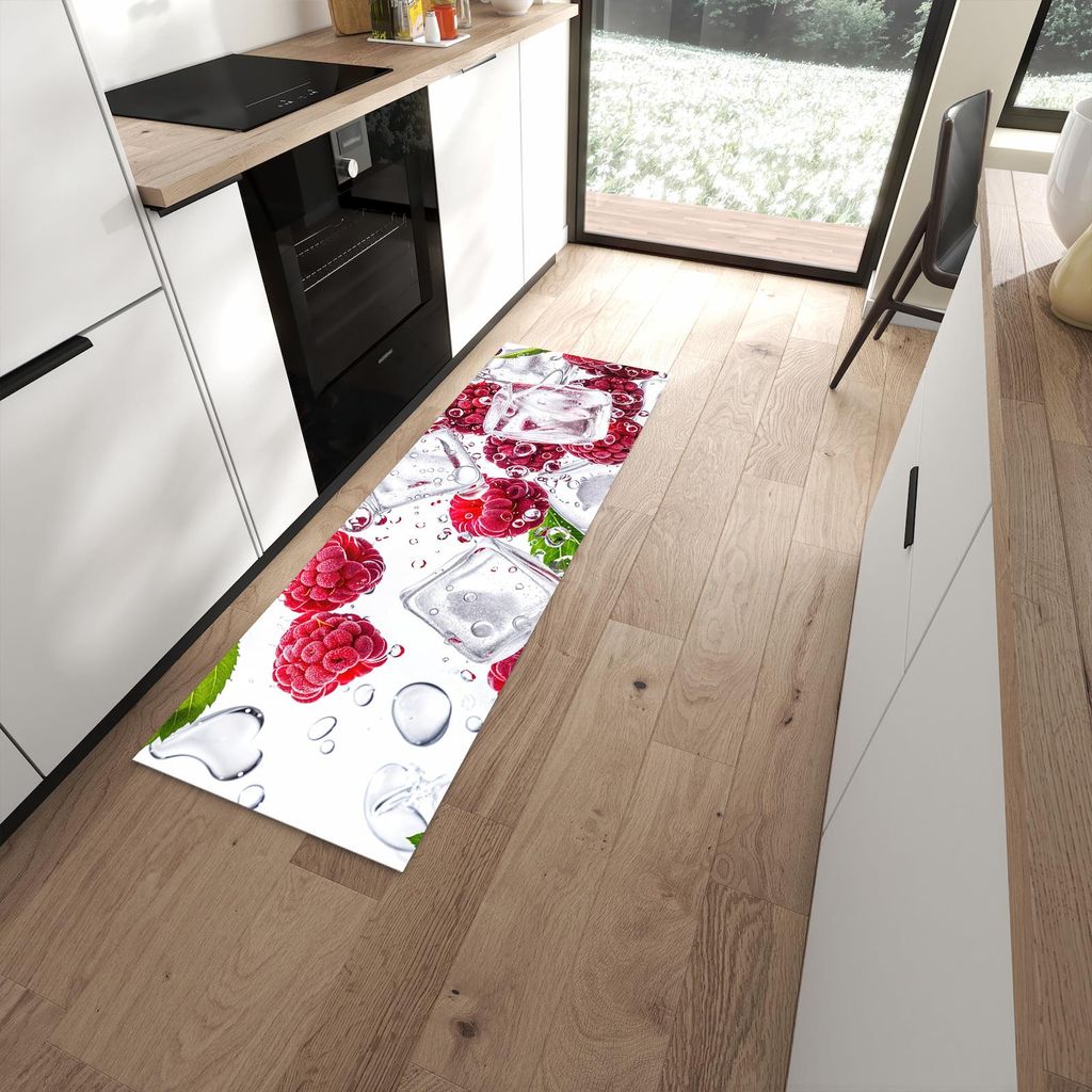 Küchenteppich 60x180cm rutschfest & abwischbar PVC Läufer - Himbeereis