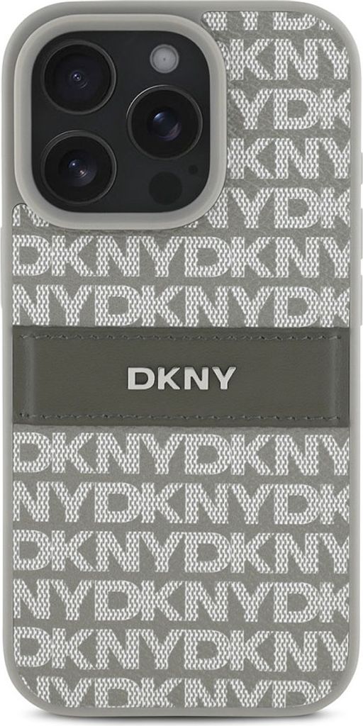 DKNY, Schutzhülle Repeat Pattern Tonal Stripe f. Apple iPhone 16 Pro Max, Beige