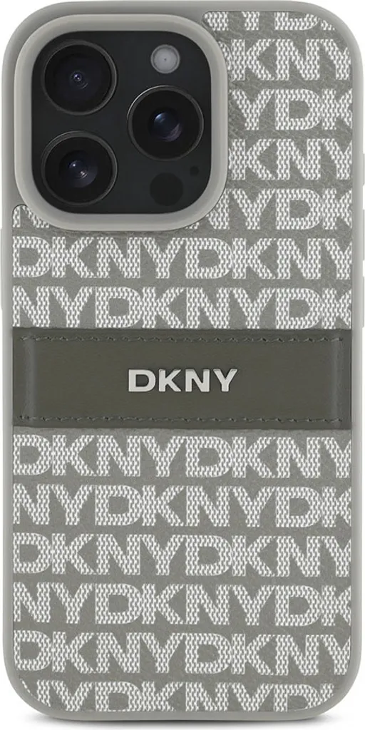 Coque élégante iPhone 16 Pro Max DKNY beige pour look chic urbain