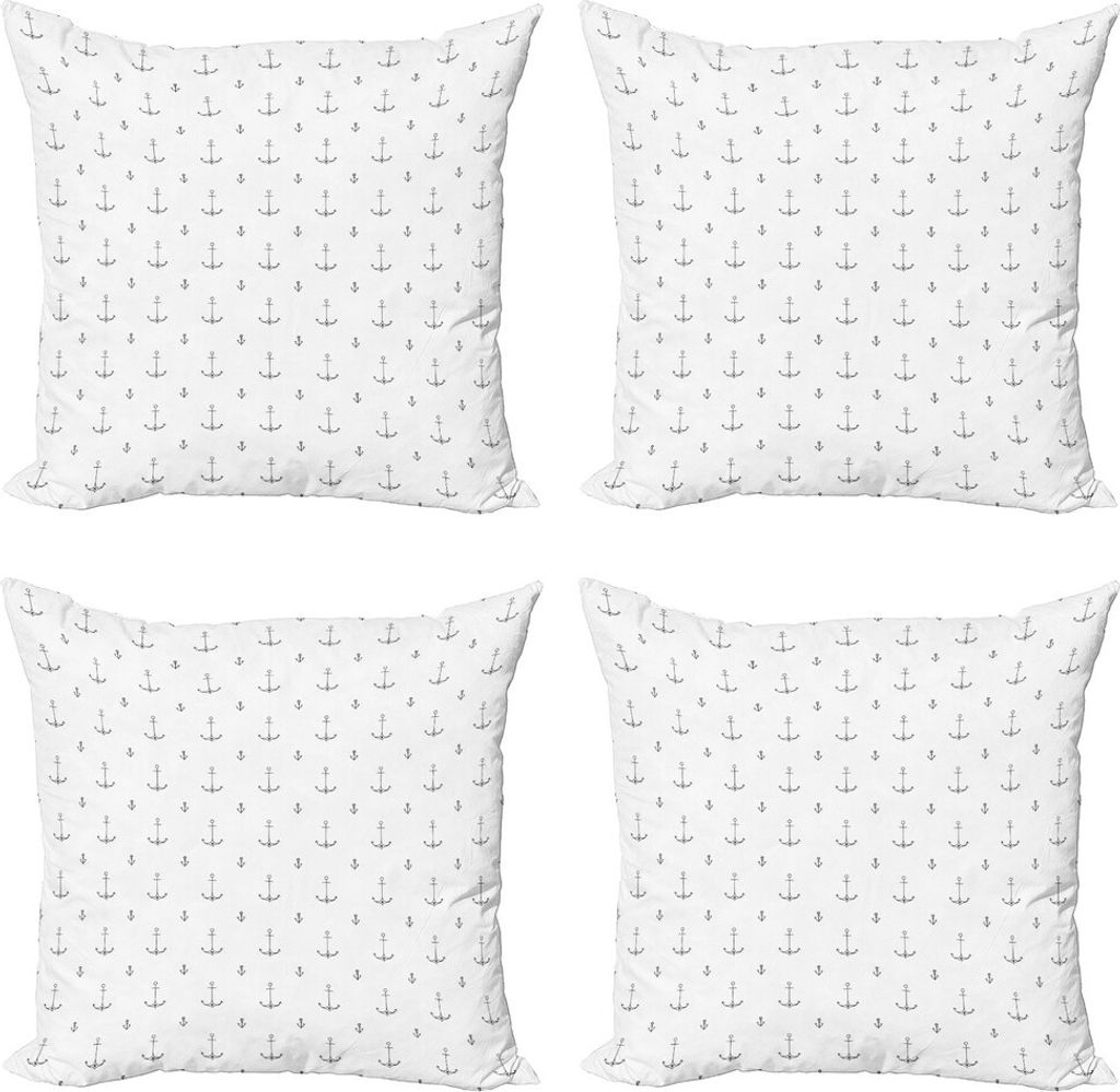 ABAKUHAUS Nautisch Kissenbezug Set (4 Stück), Maritime Meer Artikel Muster, Moderner Doppelseitiger Digitaldruck, 50 cm x 50 cm, Charcoal Grau und...