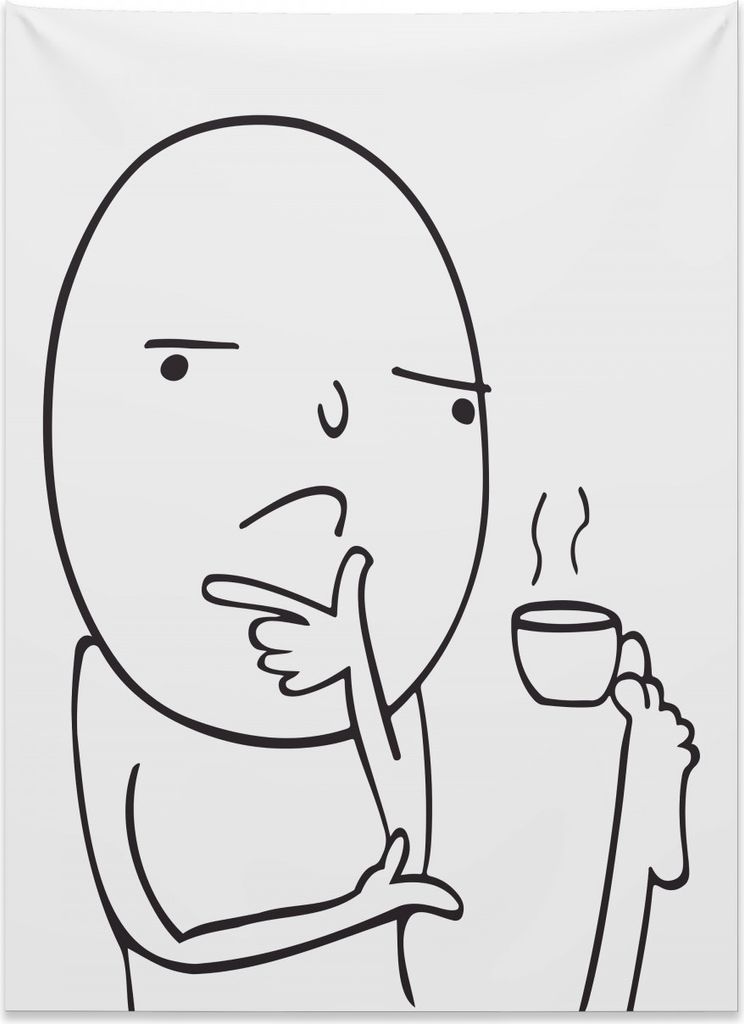 Abakuhaus Humor Wandteppich, Nachdenklich Meme Kaffee aus Weiches Mikrofaser Stoff Kein Verblassen Klare Farben Waschbar, 110 x 150 cm, Weiß und S...