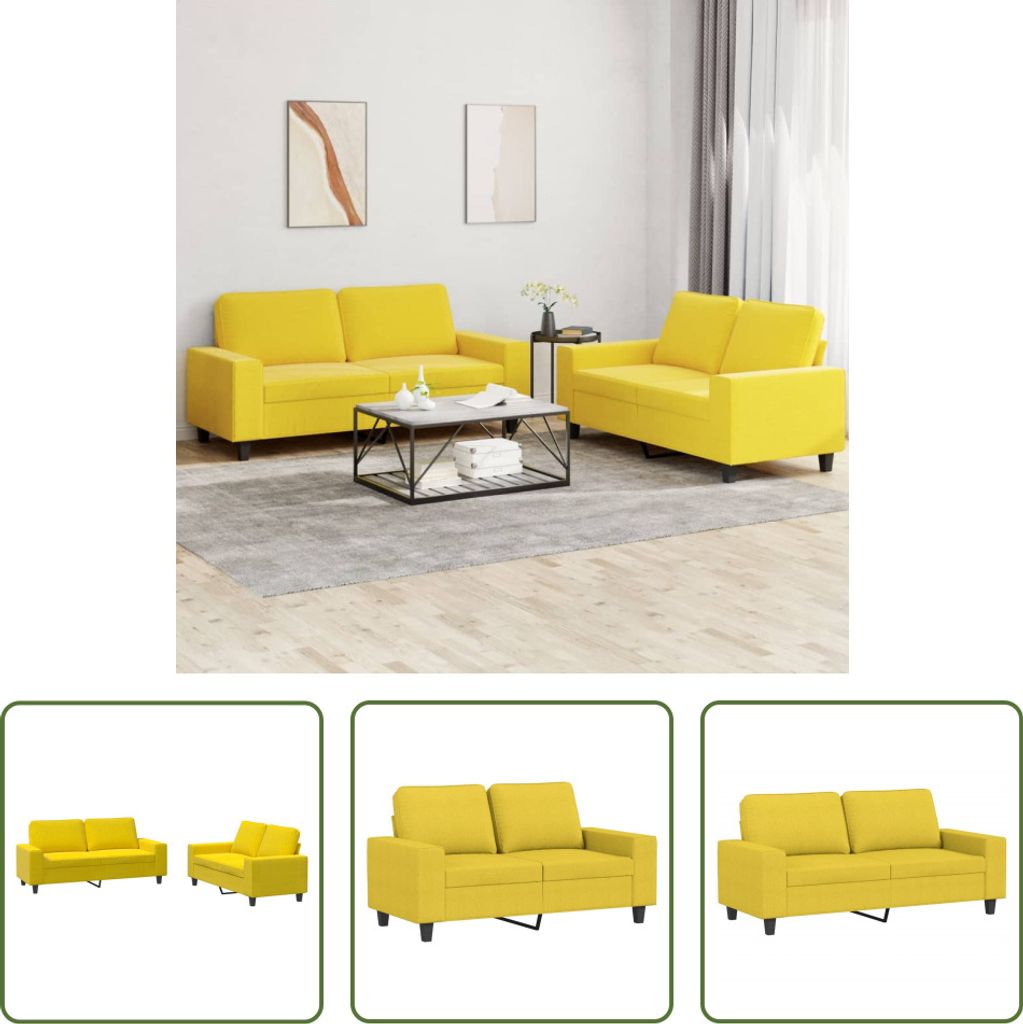 The Living Store 2-tlg. Sofagarnitur Hellgelb Stoff