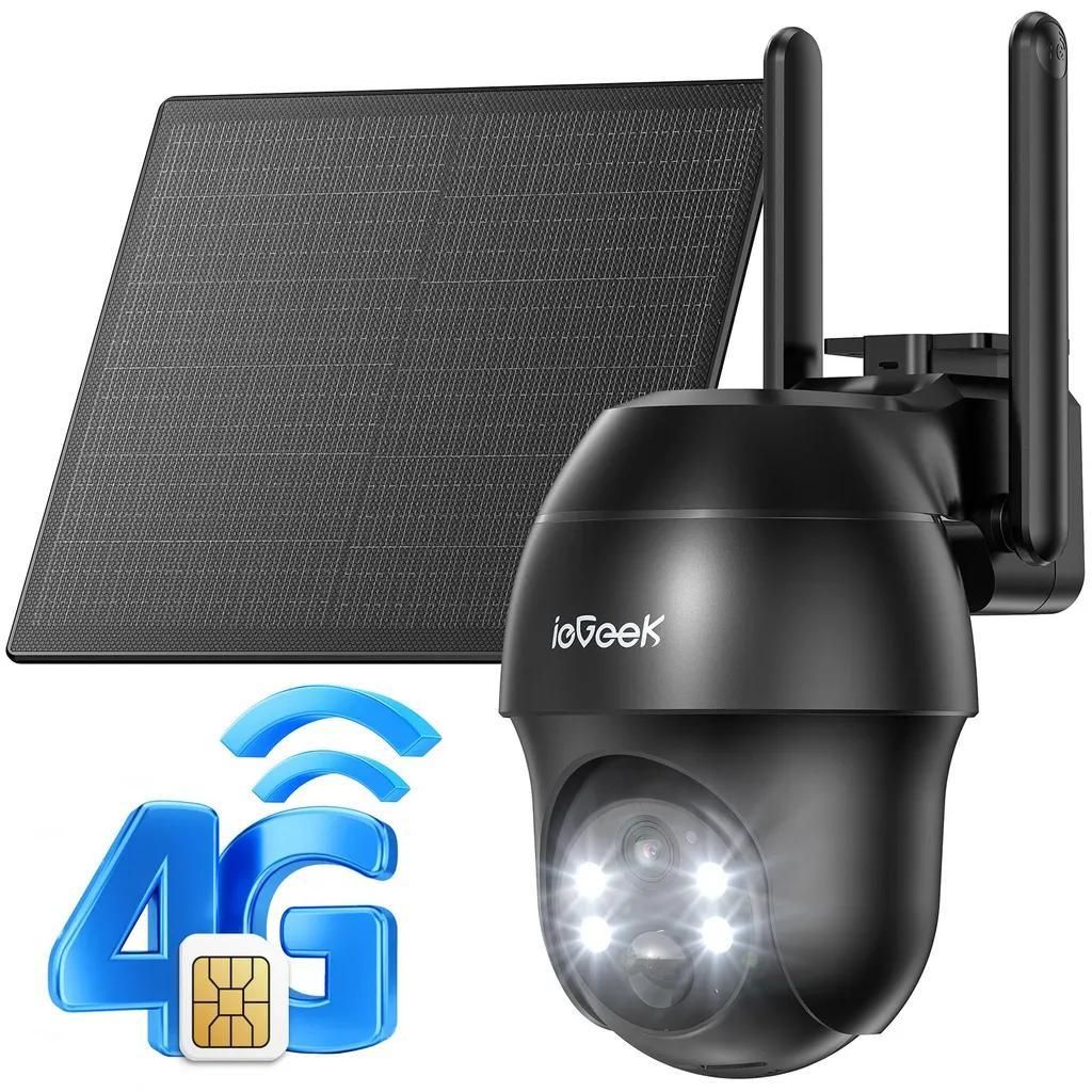 4G LTE überwachungskamera mit sim karte outdoor Solar kamera 2K 360° PTZ Kabellose Überwachung mit Akku Farb-Nachtsicht Außenkamera ohne WLAN