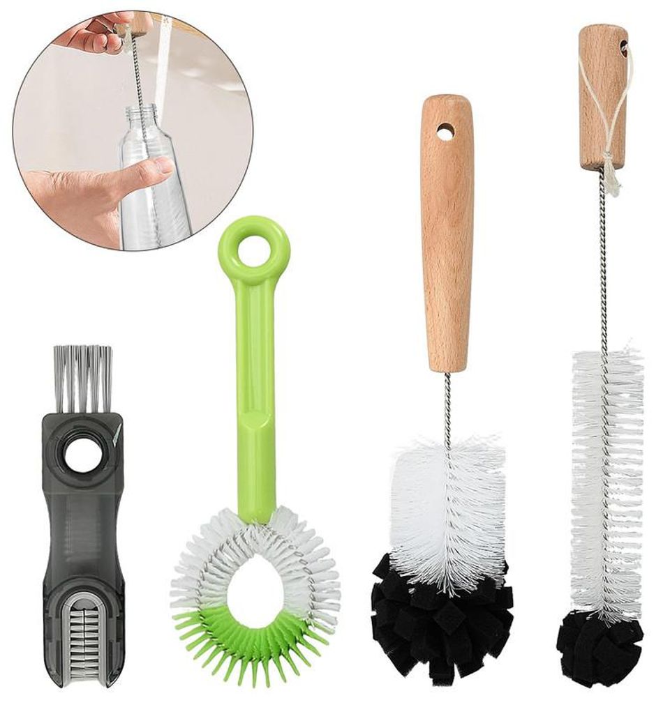 4er Set Flaschenreiniger – Lange Bürste + Strohhalmbürste + Produktbild 
