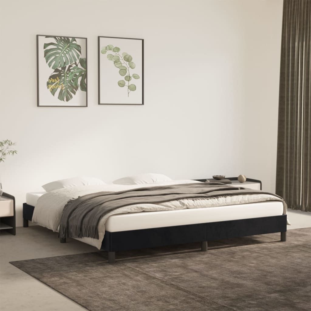 The Living Store Bettgestell Schwarz 160x200 cm Samt