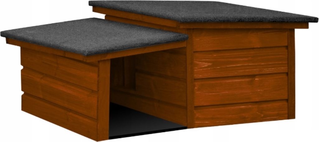 QLS Katzen- Hundehütte Größe S mit Vordach Isoliert Winterfest Teak Outdoor 10995