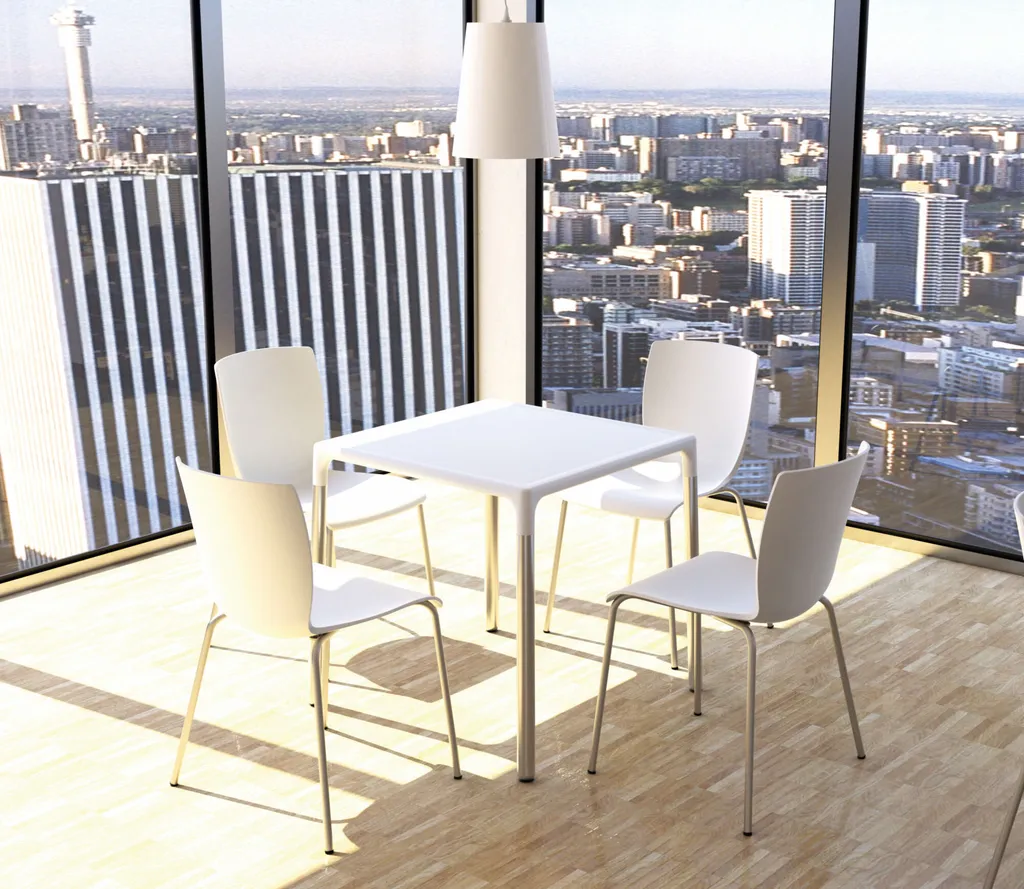 Chaise Mio blanche empilable structure aluminium légère et design moderne - 4