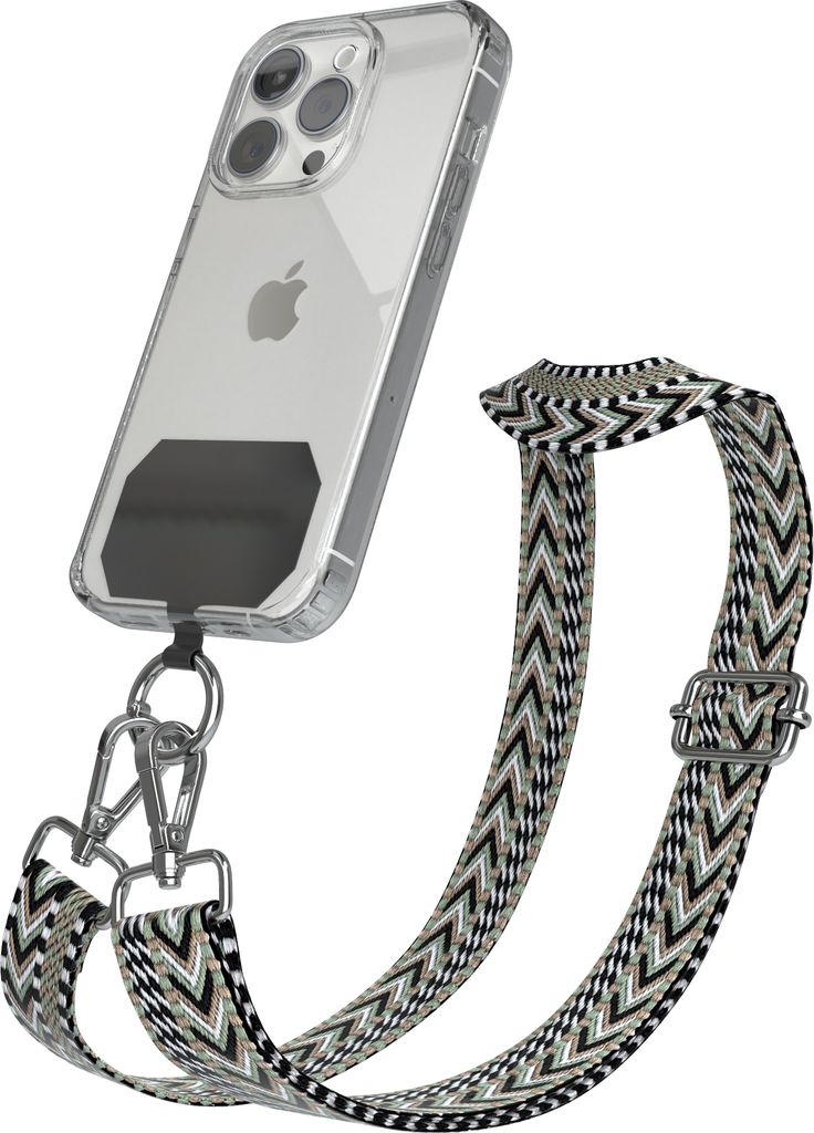 EAZY CASE - Handykette Universal Pad zum Umhängen, kompatibel mit jedem Handy, Kette mit Hülle, Handyband ZigZag Style in Grün