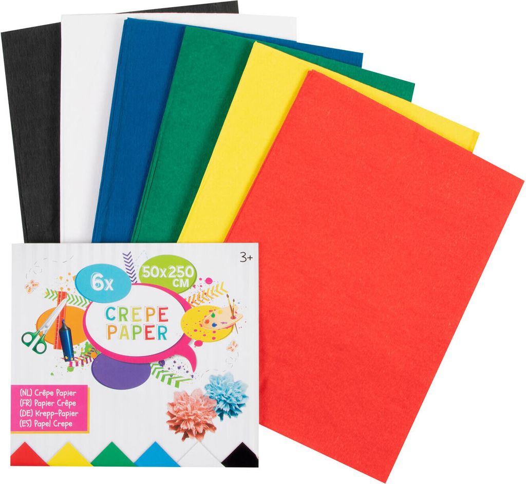 Kreative Handwerksgruppe Crêpepapier 6 Farben, 50x250 cm