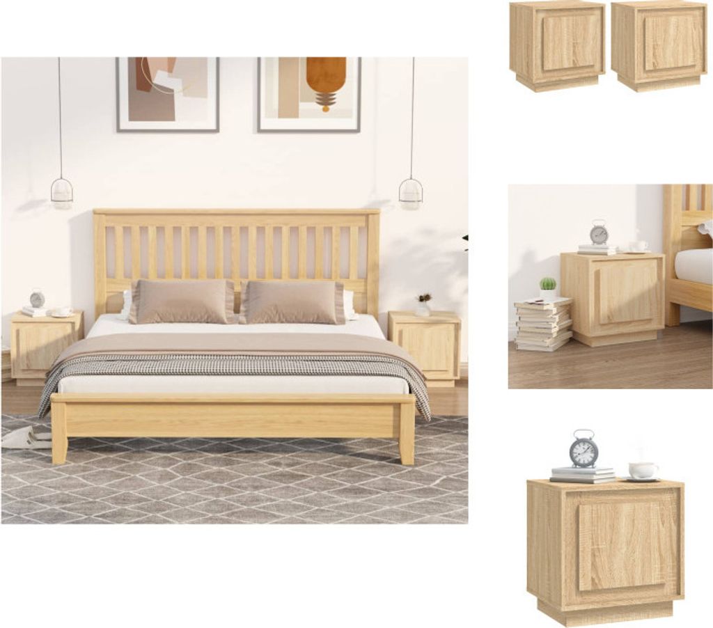 vidaXL Nachttische 2 Stk. Sonoma-Eiche 44x35x45 cm Holzwerkstoff - Nachttische