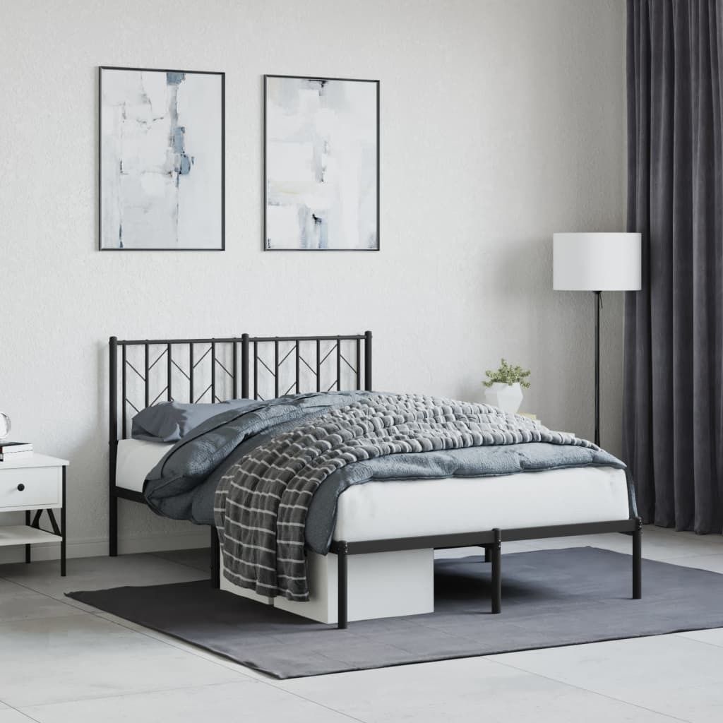 Maison Exclusive - Bettgestell mit Kopfteil Metall Schwarz 120x190 cm