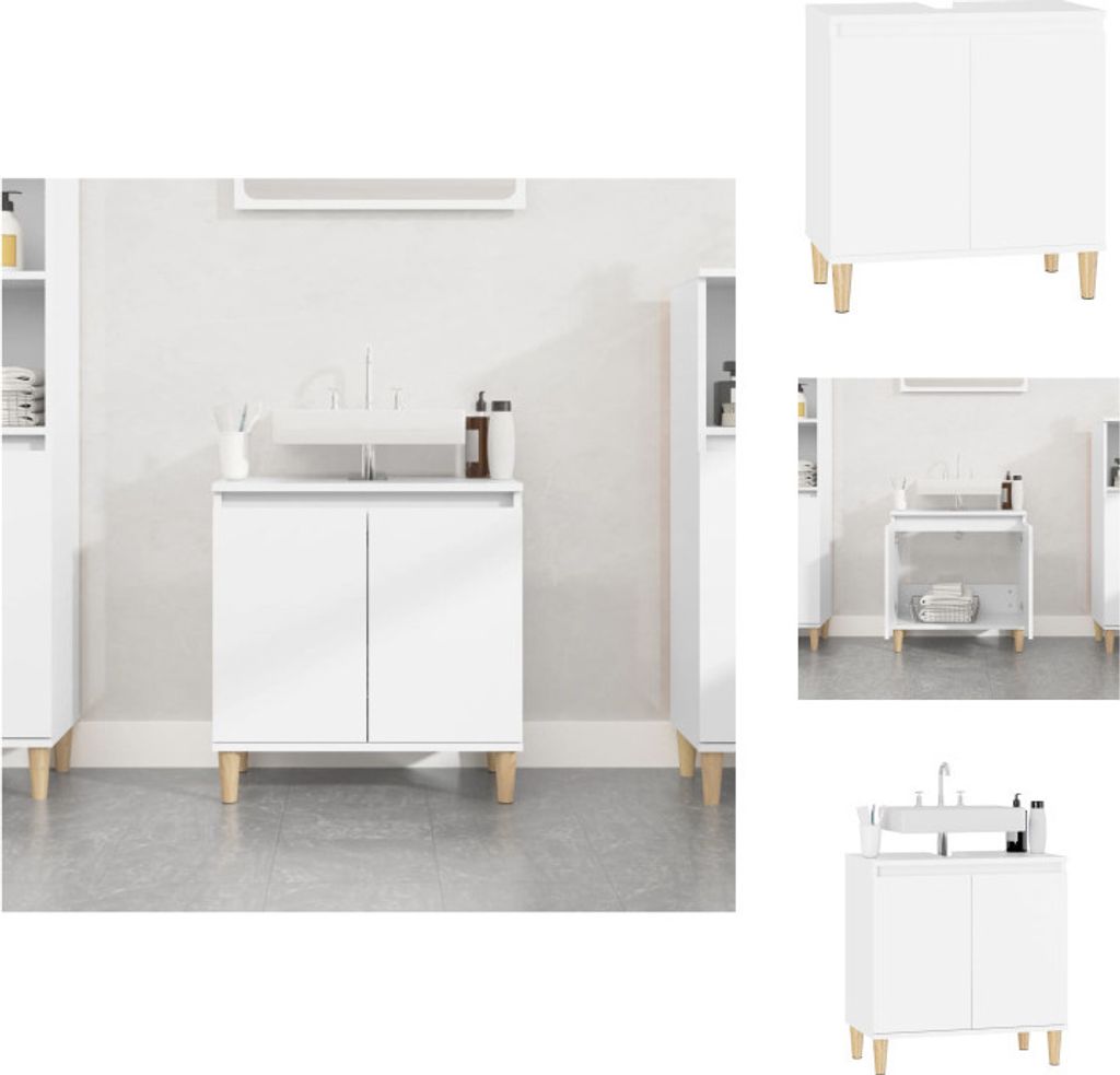 vidaXL Waschbeckenunterschrank Weiß 58x33x60 cm Holzwerkstoff - Badezimmerwaschtische
