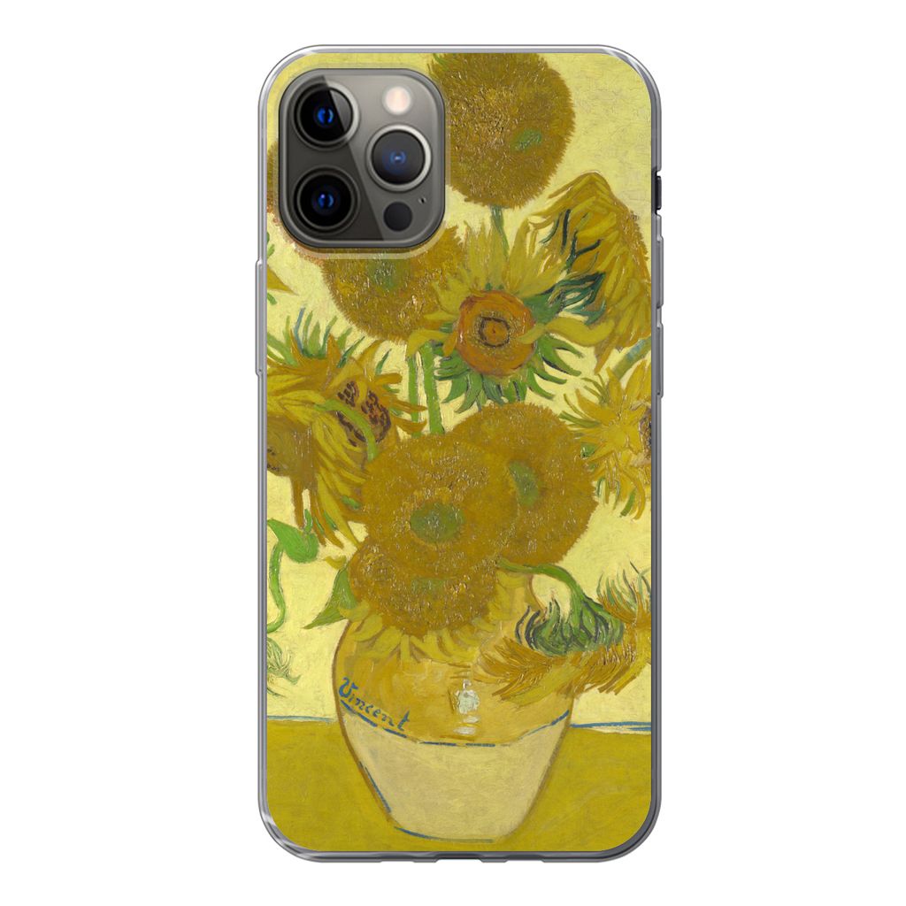 MuchoWow Handyhülle Schutzhülle Hülle für iPhone 12 Pro Sonnenblumen - Vincent van Gogh Silikon Softcase Handy Hülle - Abdeckung