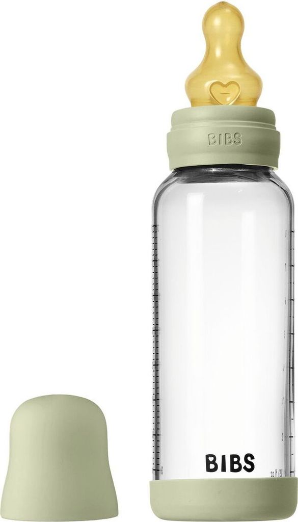 Bibs Glas-Flasche Baby Bottle Round 240 ml + Latex-Trinksauger