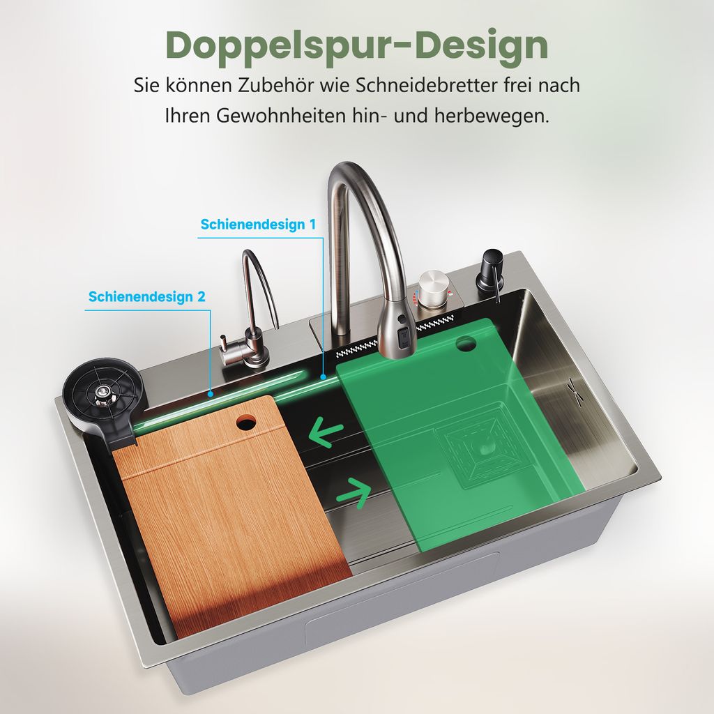 SONNI nerezový drez 75x45x23cm multifunkčný stĺp, vstavaný Obrázok produktu 11