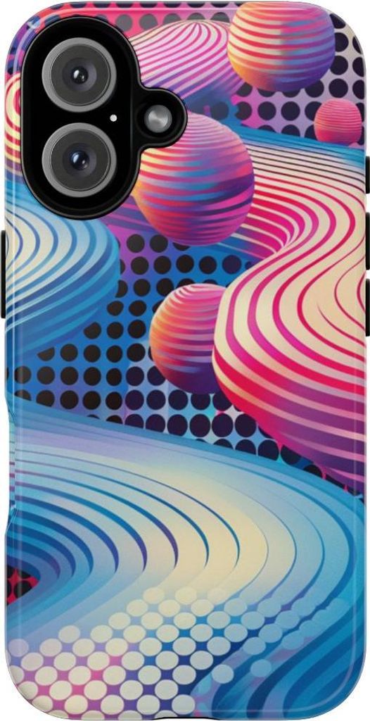 Bunte 3D-Wellen und Kugeln – Hülle Kompatibel mit iPhone 16