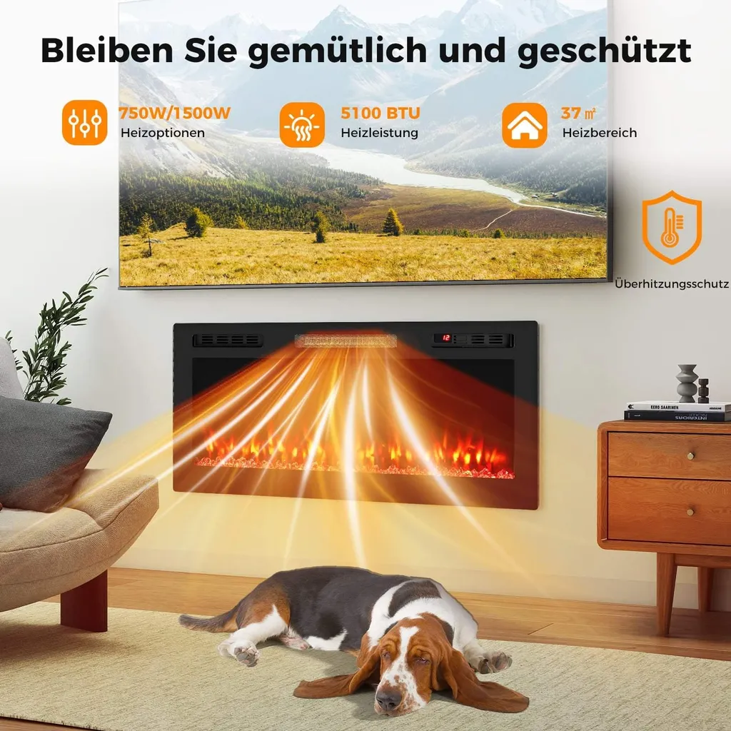 Insert de cheminée électrique murale 42" connectée Wi-Fi 1500W - 4
