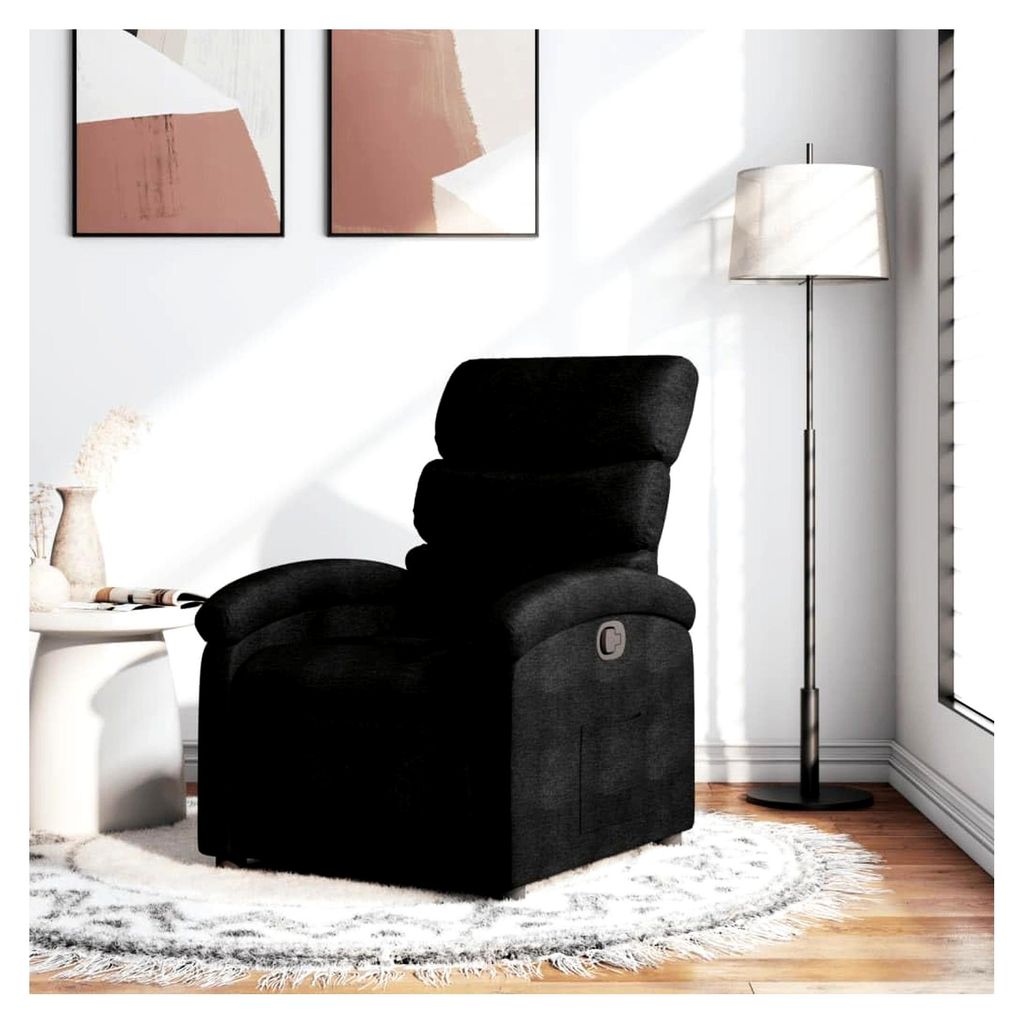Relaxsessel Schwarz Stoff Lesesessel Bequemer Sessel Mit Schlaffunktion Ohrensessel Mit Hocker
