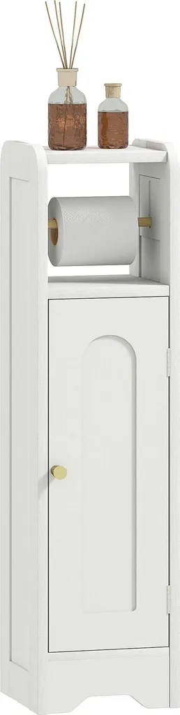 Armoire de salle de bain avec tablette réglable et support papier blanc