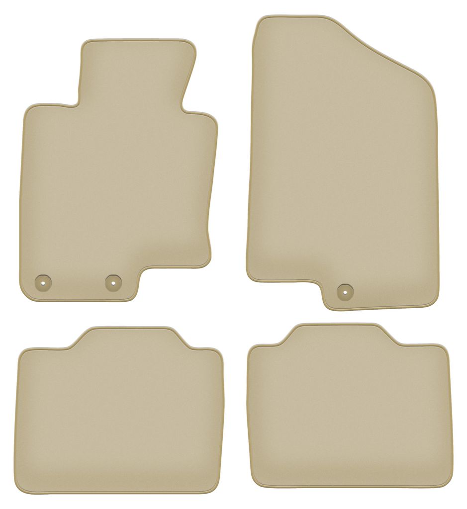 Velours-Fußmatten PREMIUM beige passend für Kia Optima III TF (2010-2015, Limousine) – mit Befestigungen – passgenau