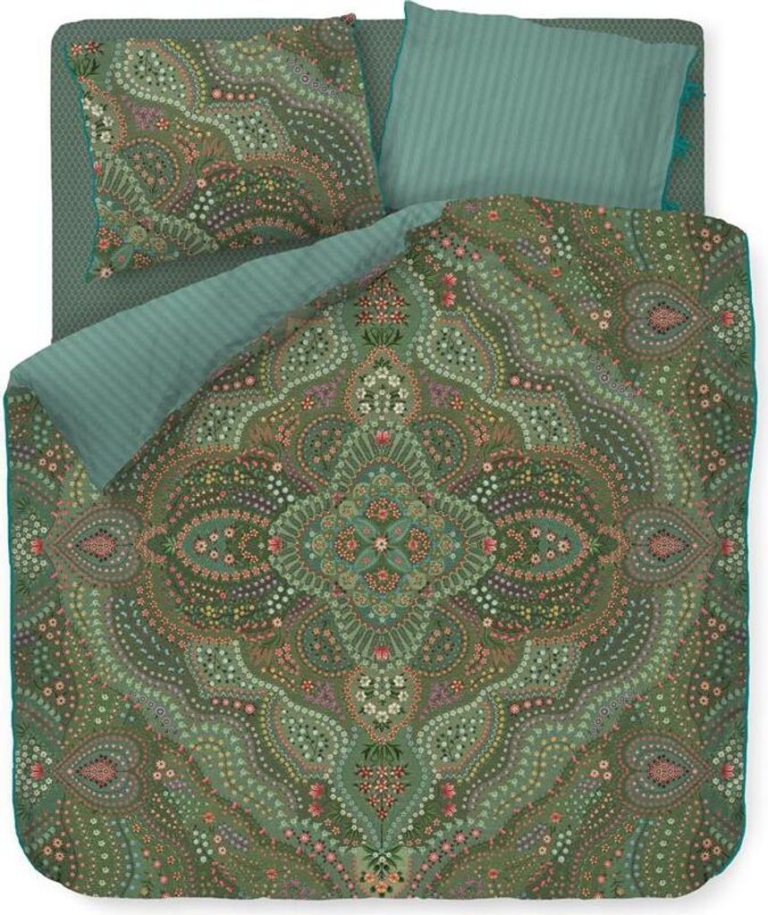 Pip Studio Bettwäsche-Garnitur Alfombra Farbe Green Größe 200x200+2x80x80