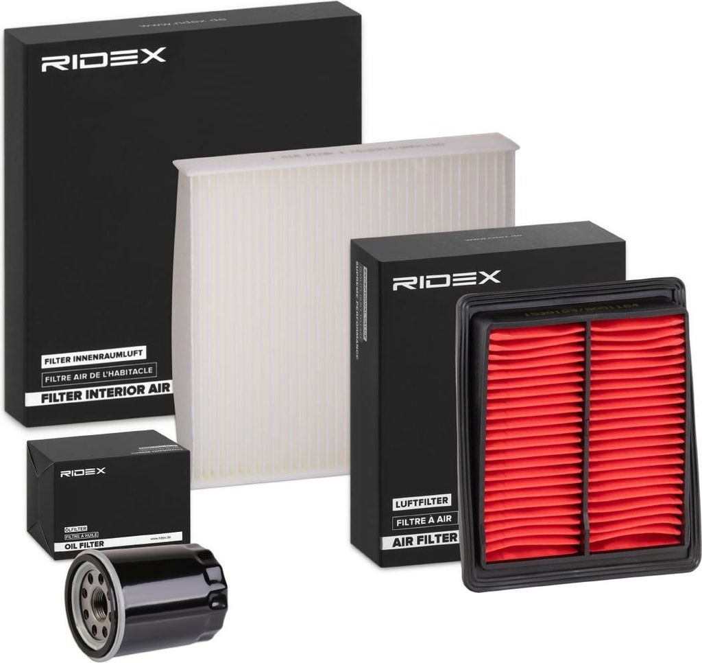 RIDEX Filterset Inspektionspaket Filtersatz für VW GOLF PLUS (5M1, 521) für BMW 5 Limousine (F10) für SEAT Leon Schrägheck (1P1) für HONDA