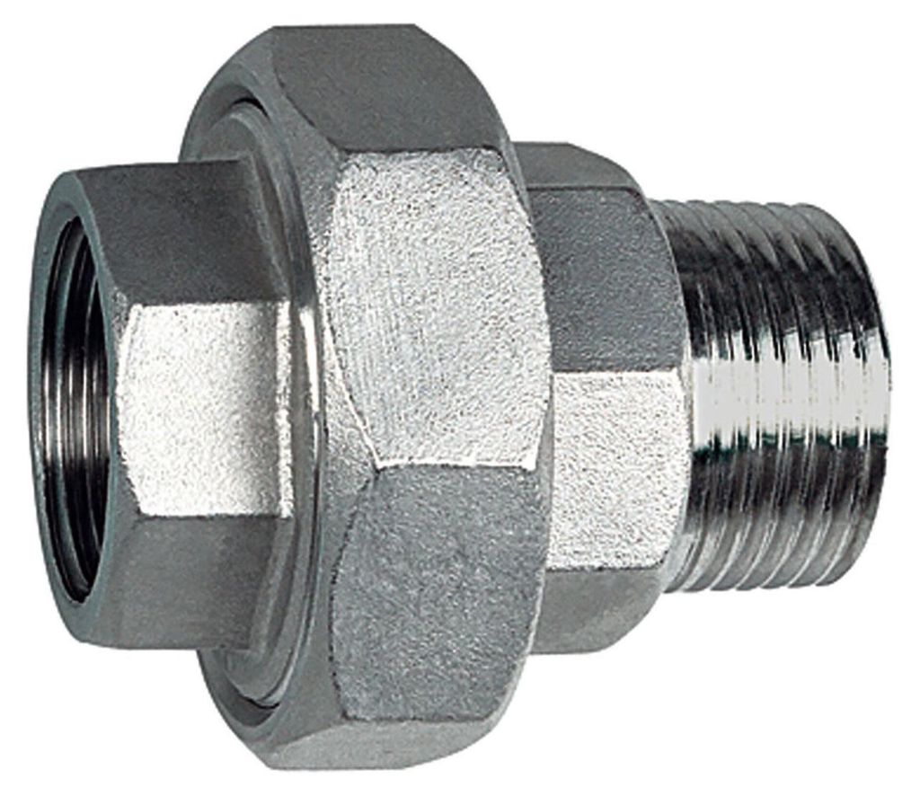 Riegler Lösb. Doppelgewindenippel, IG/AG, flach dichtend G 1/8, ES 1.4408