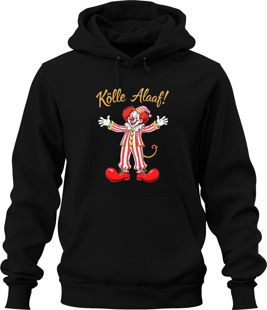 Kölle Alaaf Karneval Clown Köln Fasching rot weiß gestreift Uni Hoodie Kapuzenpullover, Schwarz, 3XL